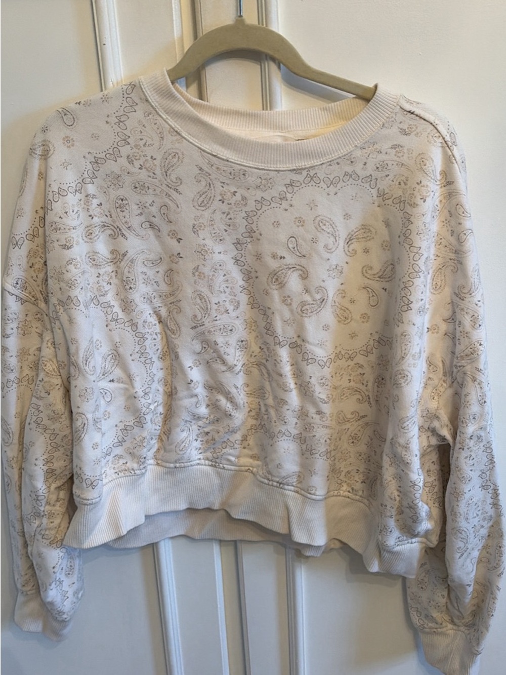aerie Cream Paisley Print Crewneck Sweatshirt